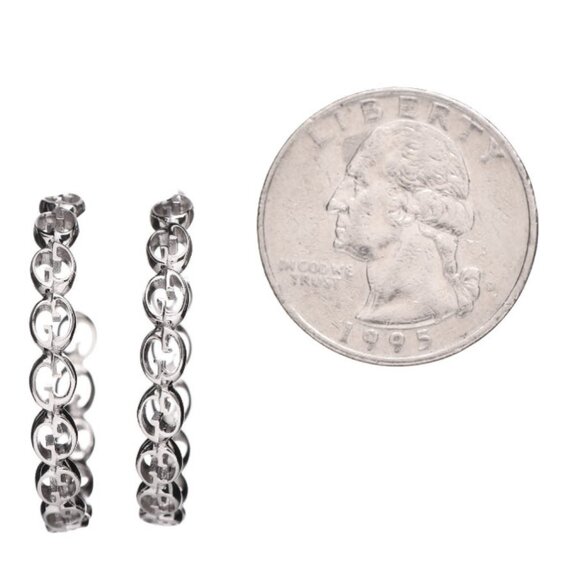 Gucci  18K White Gold Interlocking GG Hoop Earrings - Picture 5 of 5